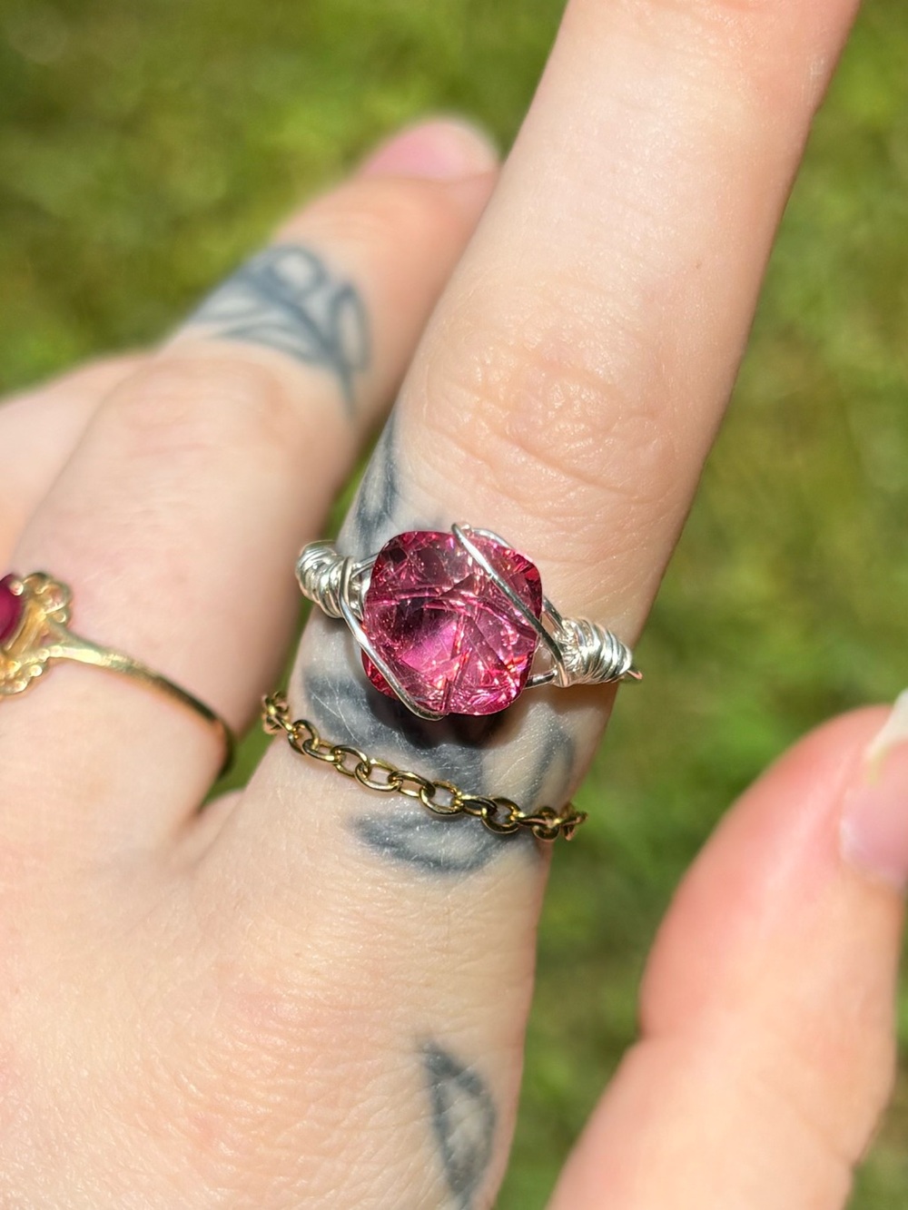 Pink topaz ring